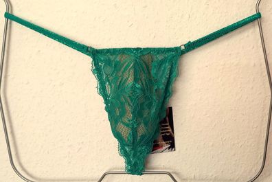 Herren Spitzen String Tanga minimalistisch elastisch in Grün transparent