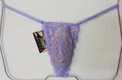 String aus Spitze in Flieder Herren Tanga minimalistisch elastisch transparent