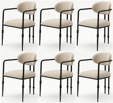 Beiges Stuhlset 6 Stühle Esszimmerstuhl mit weicher Polsterung Stühle