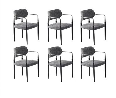 Stuhl-Set 6x Stuhl Grau Bequem Modern Stilvoll Weich Klassisch