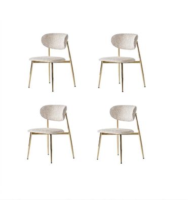Stuhl-Set 4x Stuhl Beige Bequem Weich Stoff Modern Golden Elements