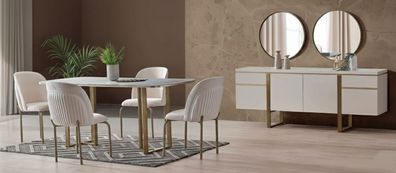 Esszimmer-Set – Esstisch, 4 Stühle, Sideboard & TV-Lowboard