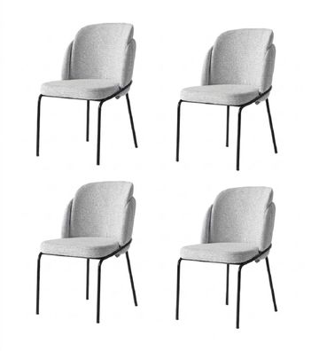 Stuhl-Set 4x Stuhl Grau Bequem Modern Stilvoll Stoff Weich Klassisch