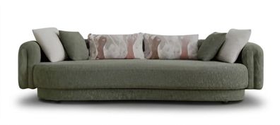 Modernes 3-Sitzer Sofa in Naturgrün Stilvolle Couch mit Kissen-Set