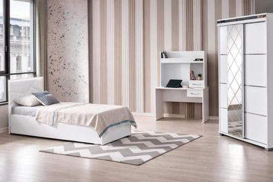Modernes 3-teiliges Jugendzimmer-Set mit Bett, Schrank und Schreibtisch