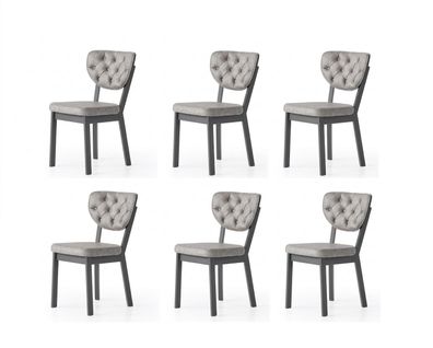 Esszimmer-Set 6x Stuhl Weich Bequem Moderner Komfortabel Grau