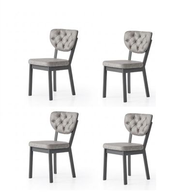 Esszimmer-Set 4x Stuhl Weich Bequem Moderner Komfortabel Grau