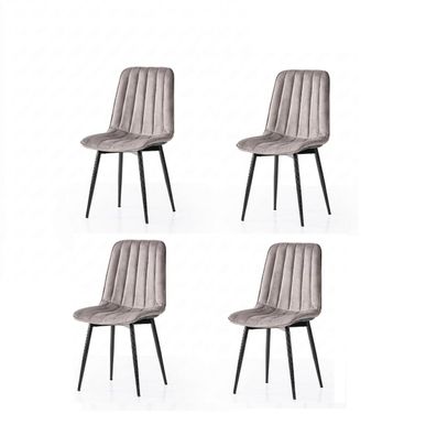 Esszimmer-Set 4x Stuhl Weich Bequem Moderner Komfortabel Grau