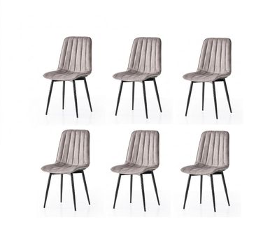 Esszimmer-Set 6x Stuhl Weich Bequem Modern Komfortabel Grau Stilvoll