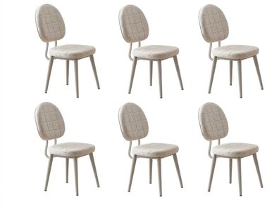 Esszimmer-Set 6x Stuhl Weich Bequem Moderner Komfortabel Beige