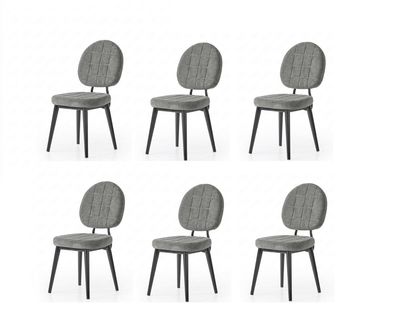 Esszimmer Set 6x Stuhl Grau Weich Bequem Moderner Komfortabel