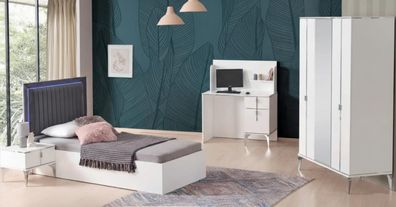Jugendzimmer-Set 4-tlg. – stilvolles Bett, Schrank & Schreibtisch im Set