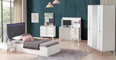 Jugendzimmer-Set 5-tlg. – elegantes Bett, Schrank, Tisch & Schreibtisch