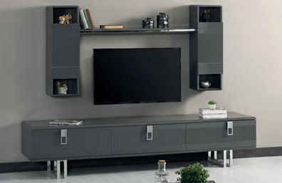 Modernes Wohnzimmer Set mit TV-Lowboard und Wandmodul, 2-teilig