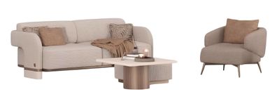 Wohnzimmer Set Moderner Stil Beige Holzrahmen Minimalistisches Design