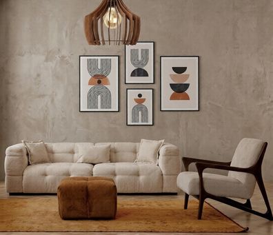 Wohnzimmer Möbel Set Moderner Stil Weiß Holzgestell Komfortabel Weich