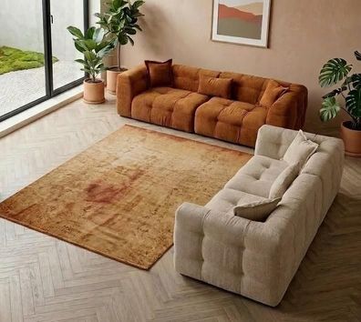 Wohnzimmer Möbel Set Moderner Stil Braun Holzgestell Kissen Weich