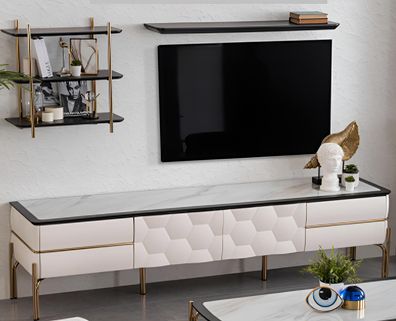 Wohnzimmer-Set 3-teilig: TV-Lowboard & 2 Wandregale, modernes Design