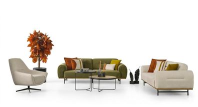 Wohnzimmer Set Moderner Stil Beige Farbe Holzrahmen Elegantes Design