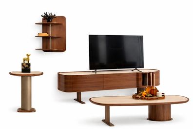 Wohnzimmer Set Moderner Stil Braune Farbe Minimalistisches Design
