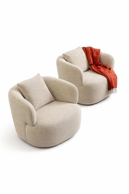 Wohnzimmer Set Moderner Stil Beige Farbe Holzrahmen Polstersessel