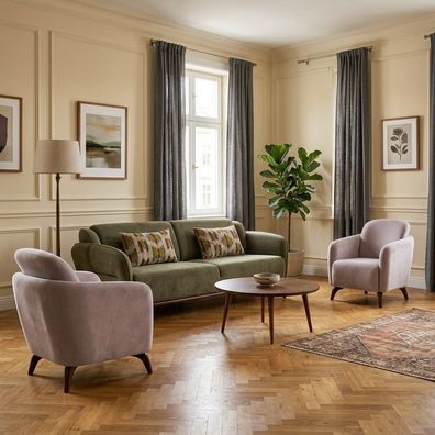 Wohnzimmer-Möbel-Set Moderner Stil Grau Holzgestell Komfortabel Weich