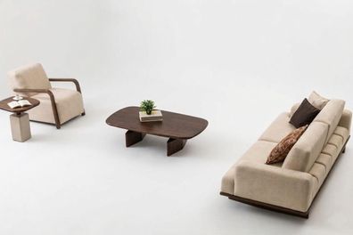 Wohnzimmer-Set Moderner Stil Beige Farbe Weiche Polsterung Holzrahmen