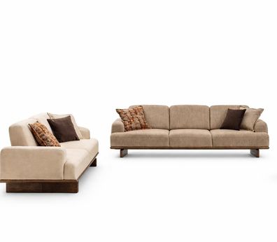 WohnzimmerSet Moderner Stil Beige Elegantes Design Weiche Polsterung