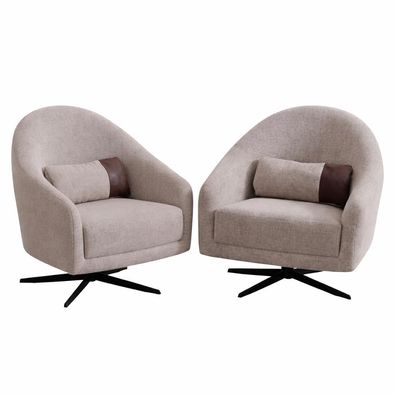Wohnzimmer Set Moderner Stil Beige Farbe Weicher Sessel Holzrahmen