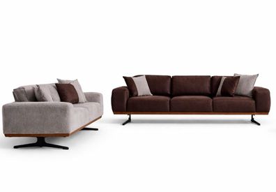 Wohnzimmer Set Moderner Stil Beigefarben Weiches Sofa Elegantes Design