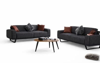 Wohnzimmer Set Moderner Stil Graue Farbe Holzrahmen Designermöbel