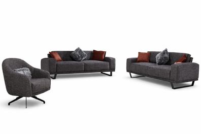 Wohnzimmer Set Moderner Stil Grau Minimalistisches Design Holzrahmen