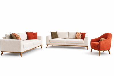 Wohnzimmer Set Modernes Design Beige Elegantes Design Weiches Sofa