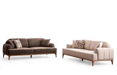 Wohnzimmer Set Moderner Stil Beiger Farbe Weiches Sofa Holzrahmen