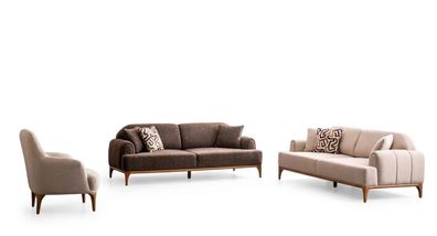 Wohnzimmer Set Moderner Stil Beiger Farbe Holzrahmen Weiche Polsterung