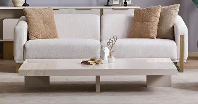Wohnzimmer Set 4-Sitzer Sofa & Couchtisch Japandi Stil Modern