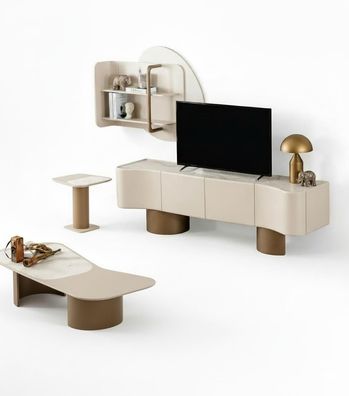 Wohnzimmer Set Moderner Stil Beigefarbene Minimalistisches Design