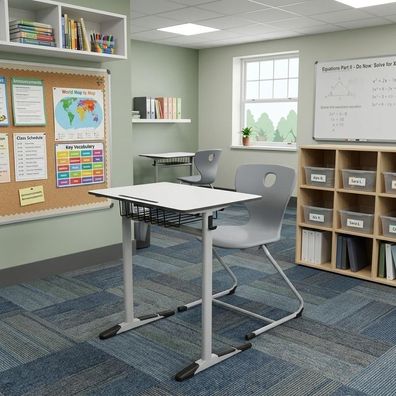 Schulset Modern Ergonomisch Grauer Schultisch Grauer Stuhl