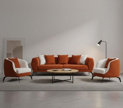 Elegant Sofa Set 3 + 1 + 1 Sitzer Wohnzimmer Sofagarnitur Komfortabel Luxusmöbel