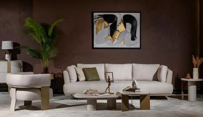 Designer Sofagarnitur Polster 4-Sitzer Textilsofa Einsitzer 3tlg
