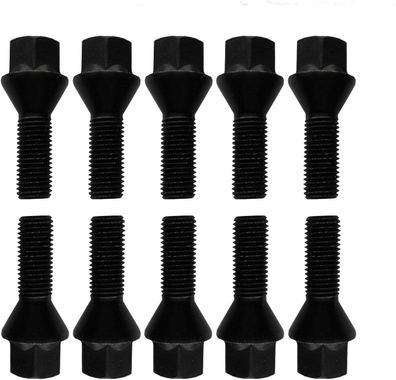 10x Radschrauben M12x1,5 24mm Kegelbund 60° Schwarz Für Renault 5 E-Tech Arkana 4x4
