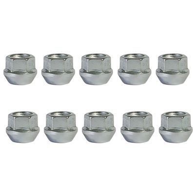 10x Offene Radmuttern M12x1,25 Mm Kegelbund 60° Silber Für OPEL Agila A