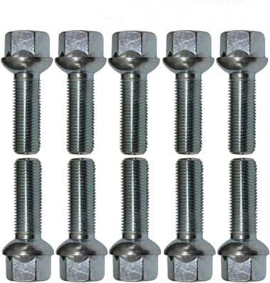 10x Radschrauben M14x1,5 55mm Kegelbund 60° Silber Für Peugeot 807 Van Expert I I