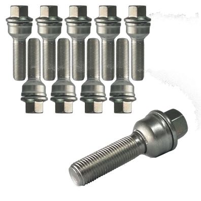 10x Radschrauben M14x1.5 40mm Kugelbund 2-teilig R14 Silber Für AUDI A8 4H A8 4H Long