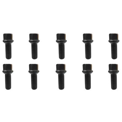 10x Radschrauben M14x1.5 65mm Kugelbund R14 Schwarz Für Mercedes-Benz A 176 A 177 B
