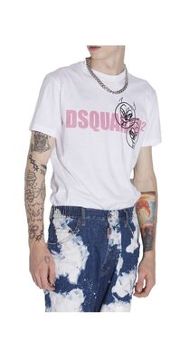 Dsquared2 Doodle Logo Face T Shirt Herren weiß