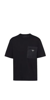 Prada T-Shirt mit Logo Applikation Schwarz Herren