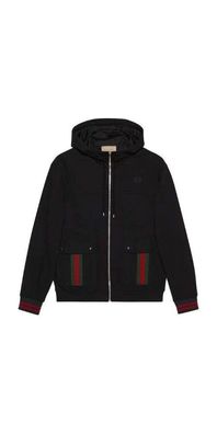 Gucci Jacke mit Kapuze mit Web Schwarz Herren