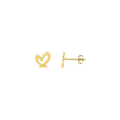 Ohrstecker - Gelbgold 375 9K - Herz 7,0 mm