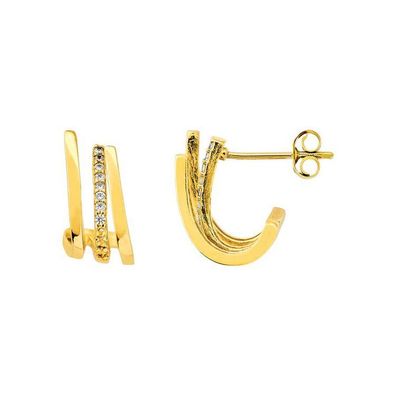 Ohrstecker - Gelbgold 375 - Halbcreole - Zirkonia